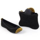 Sidekicks Women's Foldable Glitter Ballet Flats, Girl's, Size: 10-11, Black