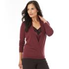Women's Apt. 9&reg; Faux-wrap Sweater, Size: Regular, Dark Red