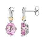 Lab-created Pink Sapphire Sterling Silver Oval Drop Earrings, Women's