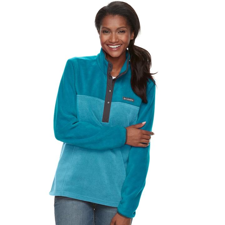 Women's Columbia Three Lakes Fleece Pullover Jacket, Size: Small, Turquoise/blue (turq/aqua)