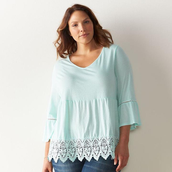 Plus Size Sonoma Goods For Life&trade; Crochet Peplum Top, Women's, Size: 3xl, Lt Green