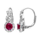 Stella Grace Lab-created Ruby & Lab-created White Sapphire Sterling Silver Twist Drop Earrings, Women's, Red