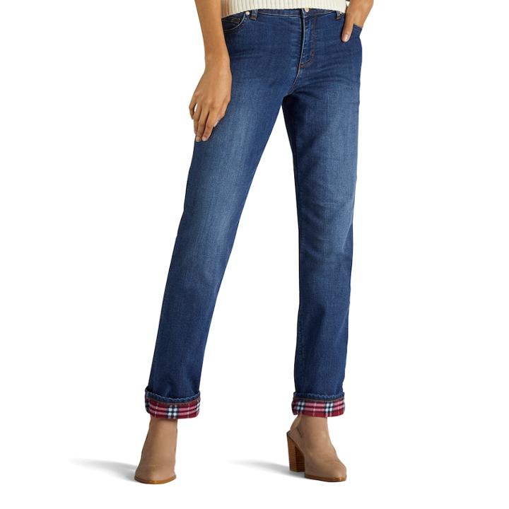 Women's Lee Relaxed Fit Lined Jeans, Size: 16 T/l, Dark Blue