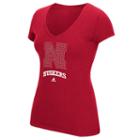 Women's Adidas Nebraska Cornhuskers Rhinestone Logo Tee, Size: Small, Red