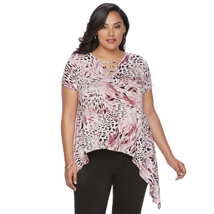 Plus Size Jennifer Lopez Strappy Asymmetrical Top, Women's, Size: 3xl, Light Pink