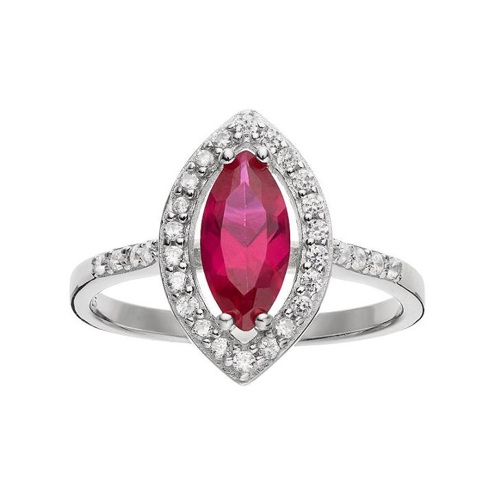 Sophie Miller Sterling Silver Lab-created Ruby & Cubic Zirconia Ring, Women's, Size: 7, Red
