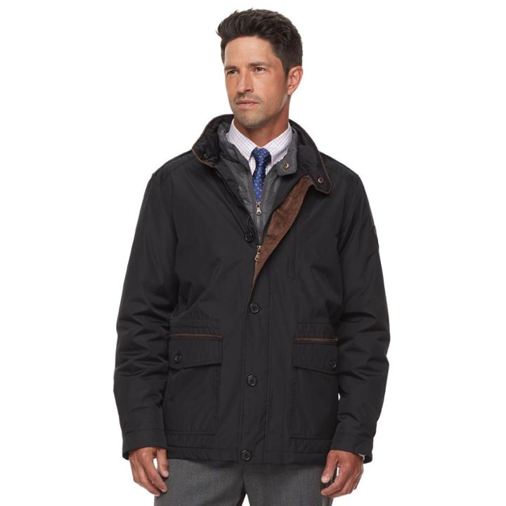 Men's Chaps Patch Pocket Barn Jacket, Size: Large, Black