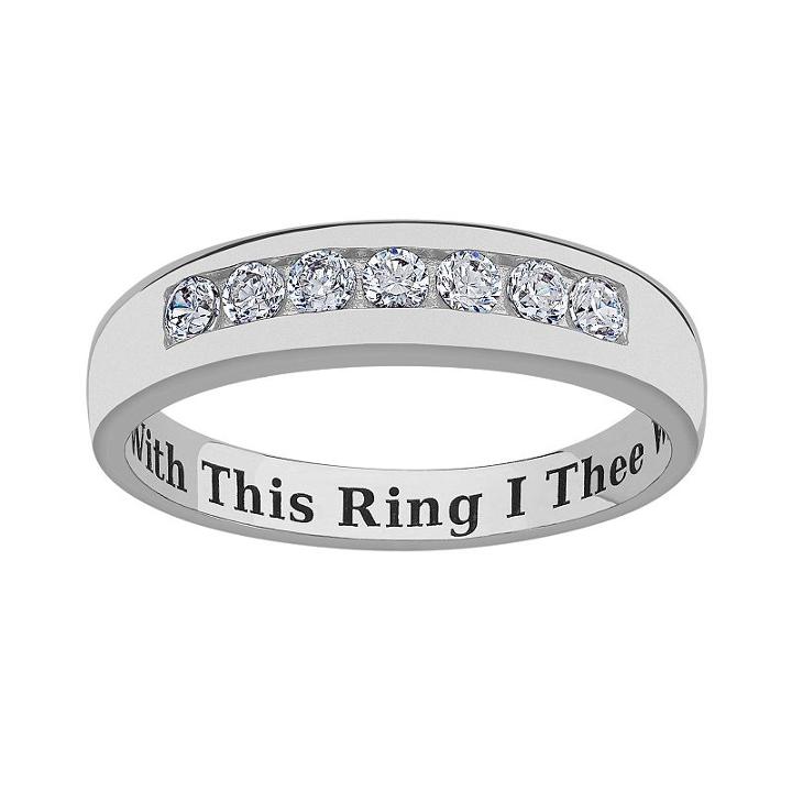 Sweet Sentiments Sterling Silver Cubic Zirconia Wedding Ring, Women's, Size: 12, Grey