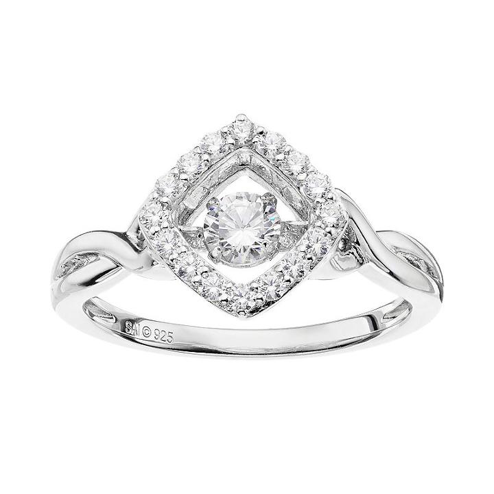 Floating Diamonluxe 5/8 Carat T.w. Simulated Diamond Sterling Silver Square Ring, Women's, Size: 9, White