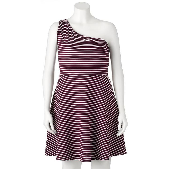 Juniors' Plus Size So&reg; Striped One-shoulder Dress, Girl's, Size: 3xl, Purple