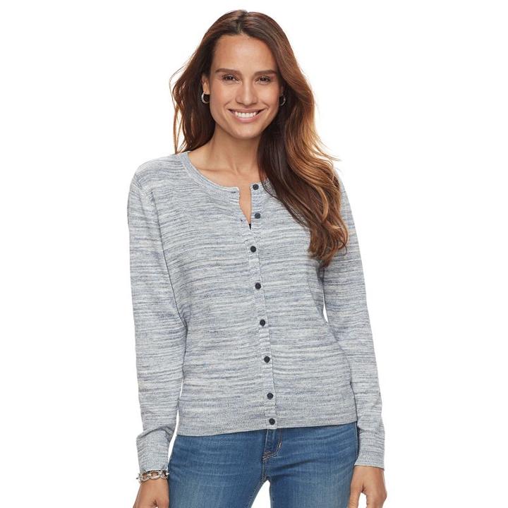 Petite Croft & Barrow&reg; Button-front Cardigan, Women's, Size: Xl Petite, Blue (navy)