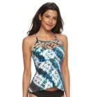 Women's Apt. 9&reg; Woven Tie-dyed Tankini Top, Size: Xl, Dark Green
