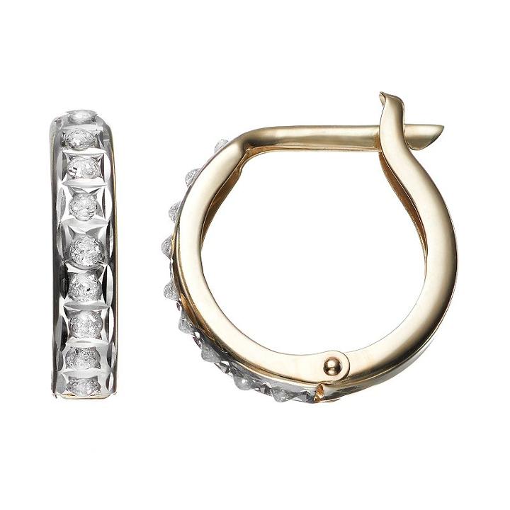 Diamond Fascination 10k Gold Hoop Earrings, Women's, Yellow