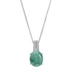 Sterling Silver Ice Cubic Zirconia Oval Pendant Necklace, Women's, Size: 18, Green