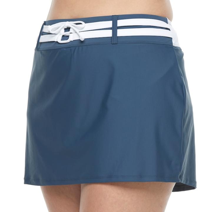 Plus Size Women's Free Country Colorblock Skirtini Bottoms, Size: 3xl, Med Grey