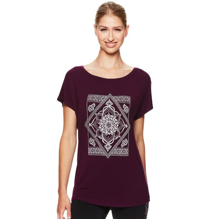 Women's Gaiam Intention Graphic-print Yoga Tee, Size: Medium, Grey