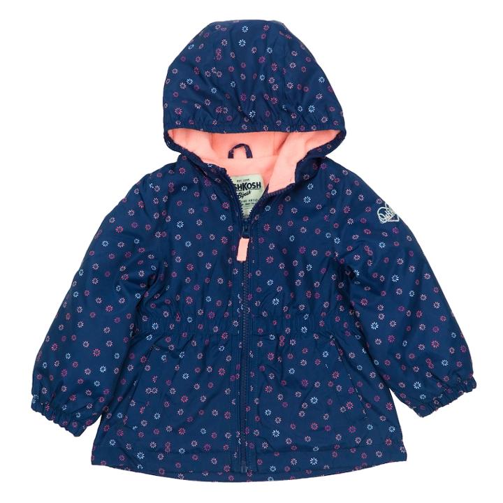 Girls 4-8 Oshkosh B'gosh&reg; Midweight Tiny Flower Fleece-lined Windbreaker Jacket, Size: 5, Blue (navy)