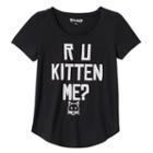 Girls 7-16 & Plus Size Mudd&reg; Raw Edge Scoopneck Shiny Graphic Tee, Girl's, Size: 7-8, Black