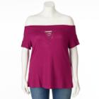 Plus Size Rock & Republic&reg; Off-the-shoulder Keyhole Tee, Women's, Size: 1xl, Med Purple