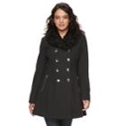 Women's Lnr Fashion Styles Wool Blend Faux-fur Collar Peacoat, Size: Xl, Dark Grey