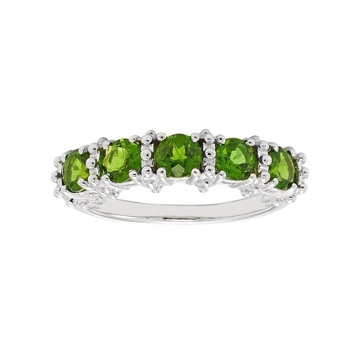 Sterling Silver Chrome Diopside 5-stone Ring, Women's, Size: 6, Green