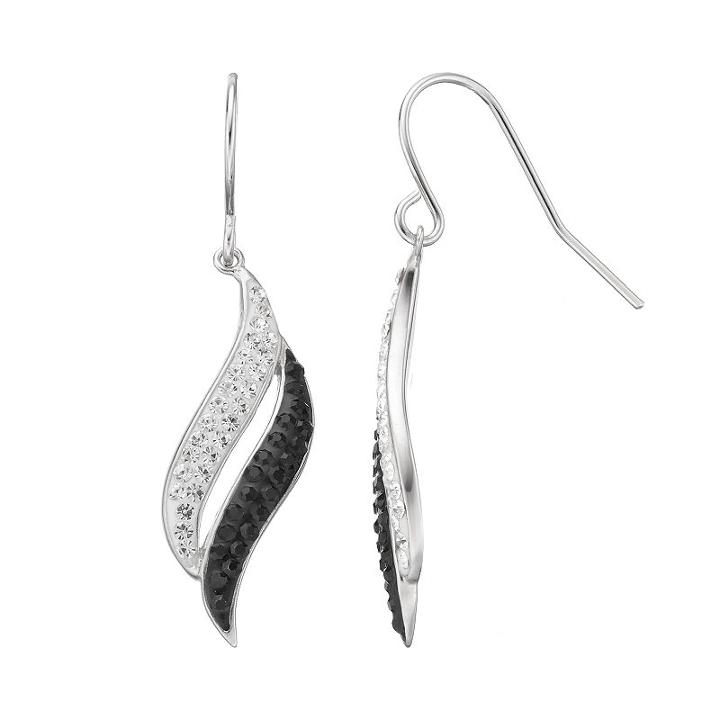 Crystal Splendor Platinum Over Silver Drop Earrings, Women's, Black