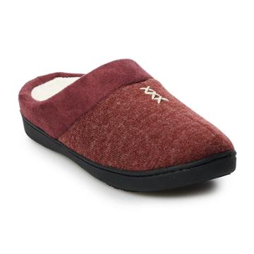 Women's Isotoner Marisol Heather Knit Hoodback Slippers, Size: Medium, Red
