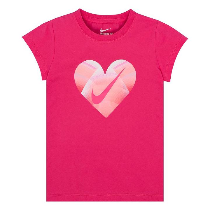 Girls 4-6x Nike Step Gradient Heart Tee, Girl's, Size: 6, Dark Pink