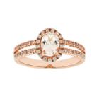 Sterling Silver Morganite & White Zircon Halo Ring, Women's, Size: 6, Pink