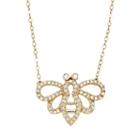 1/6 Carat T.w. Diamond 10k Gold Bumblebee Necklace, Women's, Size: 17, White