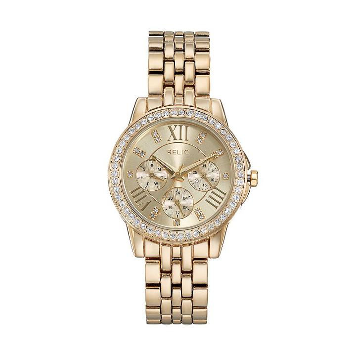 Relic Women's Layla Crystal Watch, Size: Medium, Gold