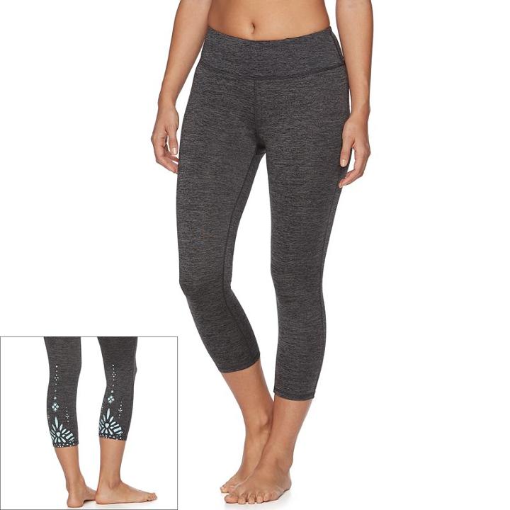 Women's Gaiam Om Renew Capri Yoga Leggings, Size: Large, White Oth