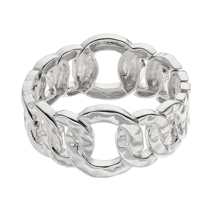 Dana Buchman Hammered Circle Link Stretch Bracelet, Women's, Silver
