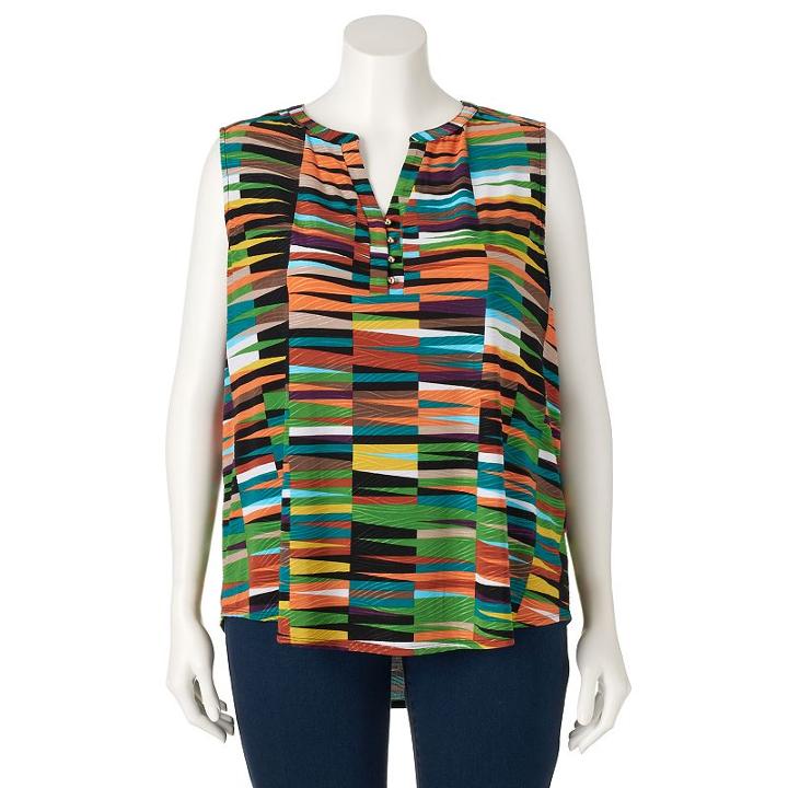 Plus Size Dana Buchman High-low Henley, Women's, Size: 1xl, Brt Green