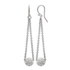 Brilliance Silver Plated Ball Drop Earrings With Swarovski Crystals, Women's, White