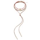 Pink Seed Bead Choker & Faux Suede Lariat Necklace Set, Women's, Brown