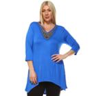 Plus Size White Mark Beaded High-low Hem Tunic, Women's, Size: 1xl, Blue Other