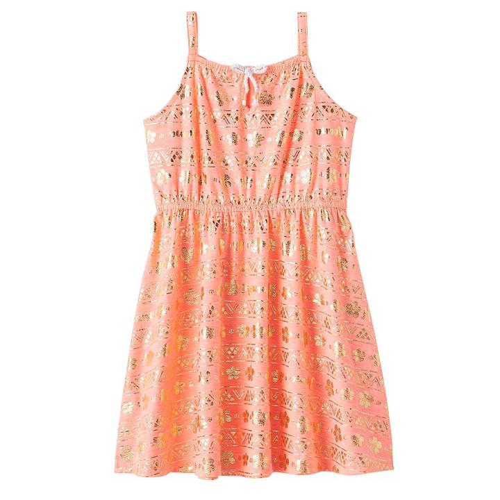 Disney's Moana Girls 4-7 Keyhole Tie Foil Dress By Jumping Beans&reg;, Girl's, Size: 6, Brt Orange
