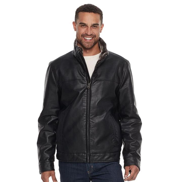 Men's Dockers Faux-leather Jacket, Size: Small, Black