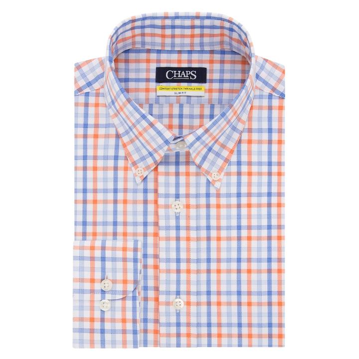 Men's Chaps Slim-fit Stretch Collar Dress Shirt, Size: 16-34/35, Orange