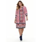 Plus Size Suite 7 Medallion Print Dress, Women's, Size: 3xl, Pink