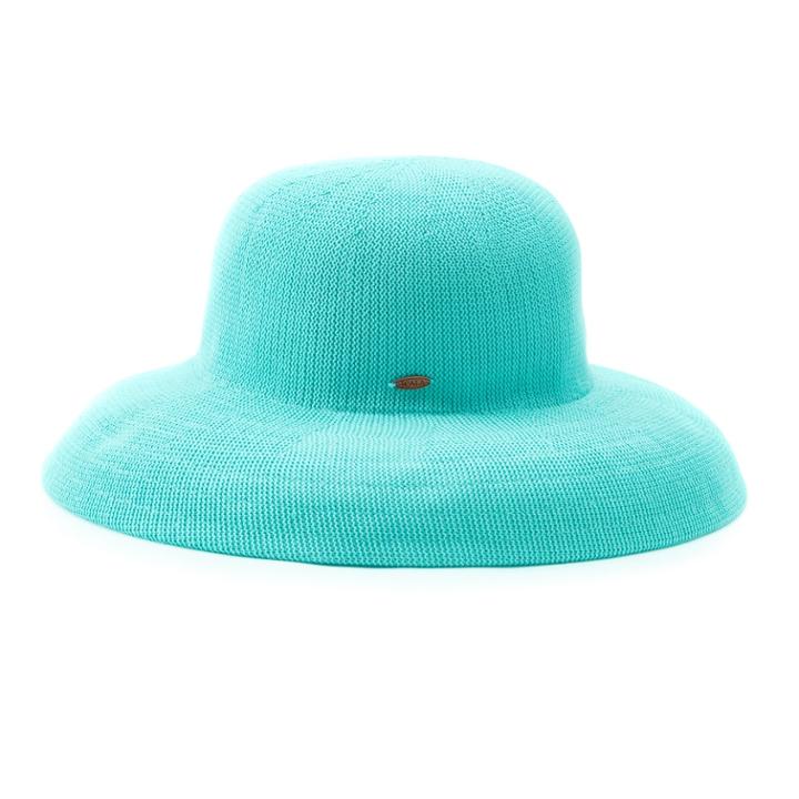 Women's Scala Knit Straw Big Brim Hat, Turquoise/blue (turq/aqua)