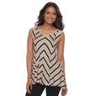 Women's Dana Buchman Printed Sharkbite Tank, Size: Large, Beig/green (beig/khaki)