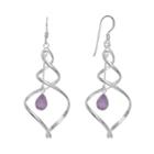 Silver Plated Amethyst Spiral Drop Earrings, Women's, Drk Purple