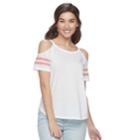 Juniors' So&reg; Varsity Cold-shoulder Tee, Teens, Size: Xxs, White
