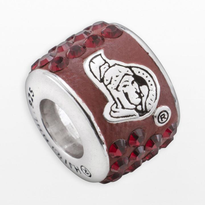 Logoart Ottawa Senators Sterling Silver Crystal Logo Bead - Made With Swarovski Crystals, Women's