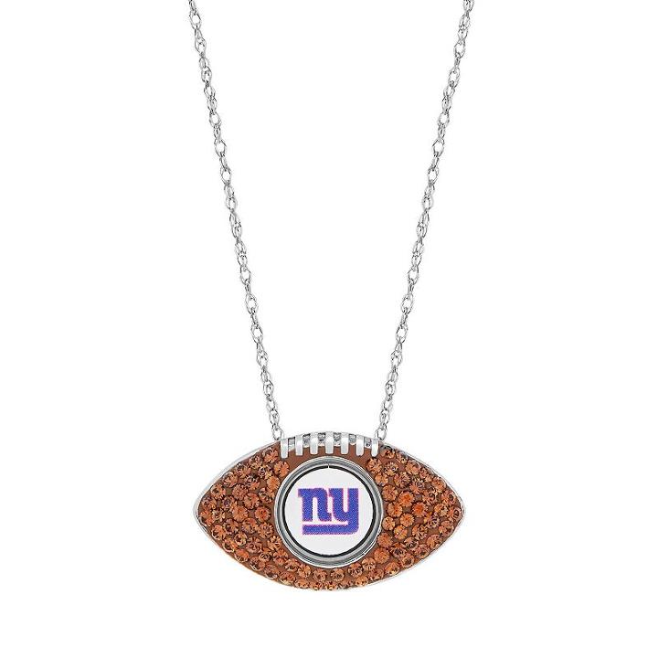 Sterling Silver Crystal New York Giants Football Pendant, Women's, Brown