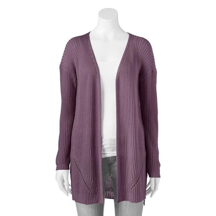 Juniors' Pink Republic Open Stitch Cardigan, Girl's, Size: Xs, Drk Purple
