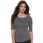 Women's Apt. 9&reg; Essential Elbow-sleeve Tee, Size: Xl, Dark Grey