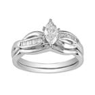 14k White Gold 1/2-ct. T.w. Igl Certified Marquise-cut Diamond Swirl Ring Set, Women's, Size: 7